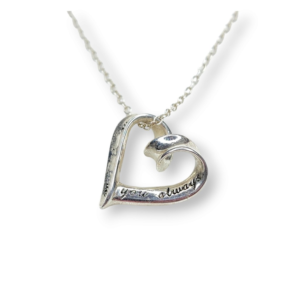 JCM Heart Pendant Necklace Sterling Silver 925 19" Silver Mom I Love You‎ Always